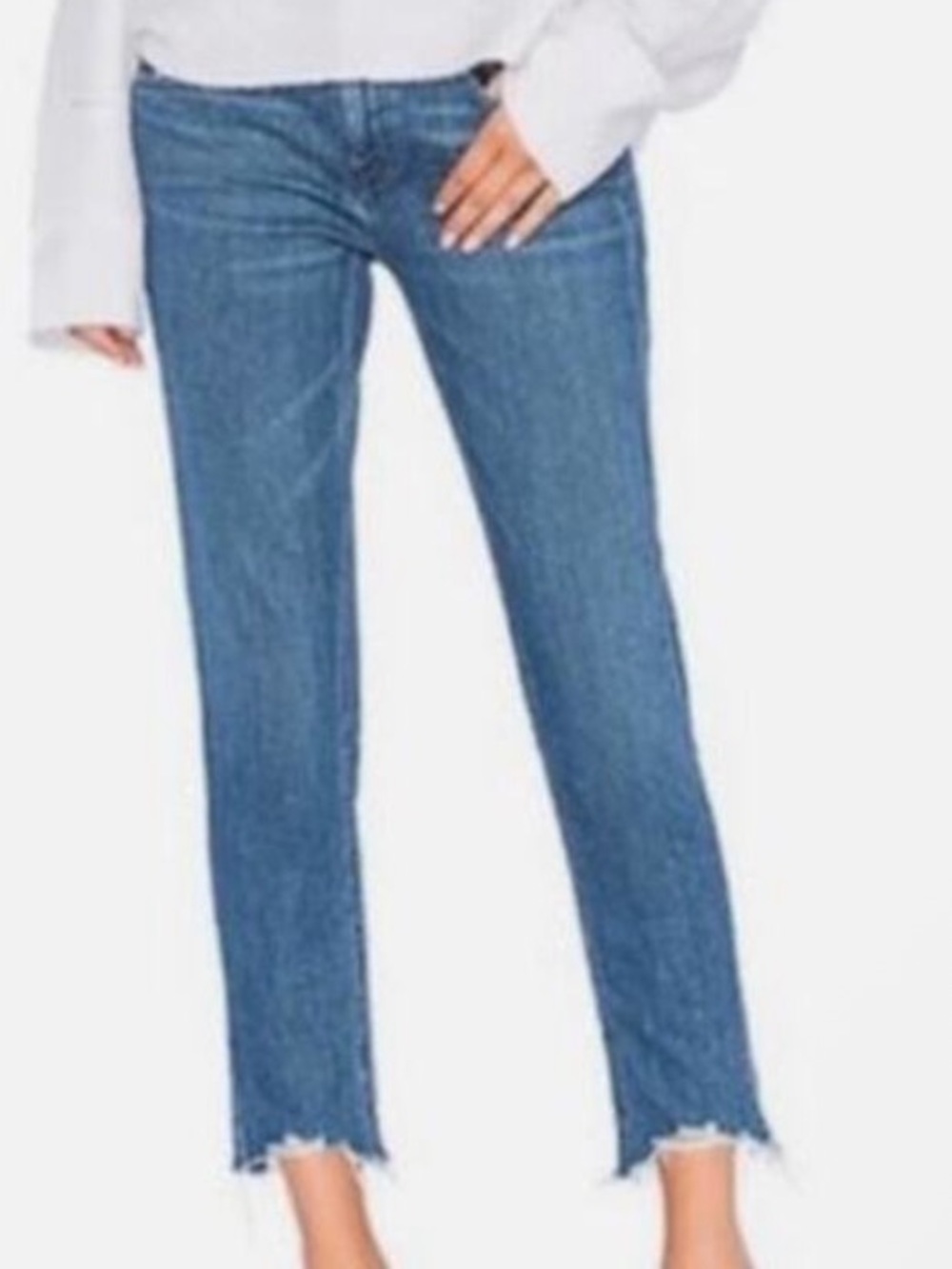 Rag and bone Dre capri blue raw hem jeans flattering size 26
